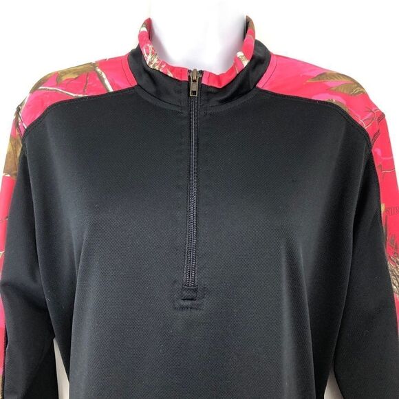 Mountainaire Realtree Size XL 1/4 Zip Pullover With Pink Camouflage Sleeves! - Picture 3 of 7